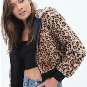 Aeropostale NEW* Leopard Faux Fur Hooded Jacket